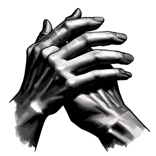 2 Hands Holding Each Other Fingers Intertwined With Each Other Only Outline Tatto