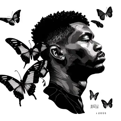 Ibrahima In Korean Letters With Butterflies Flying