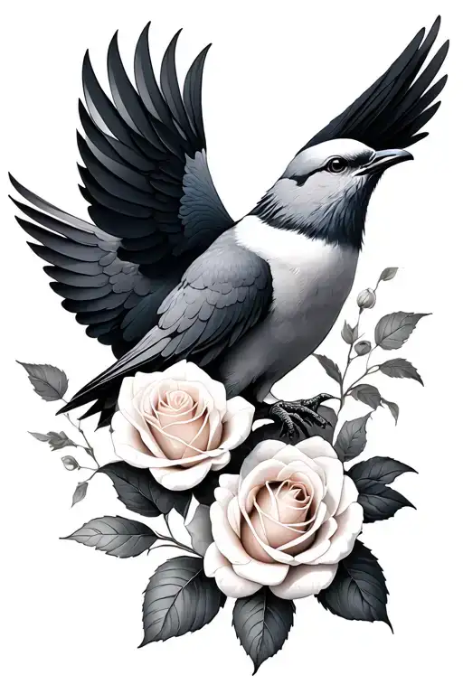 Black Dove And White Roses