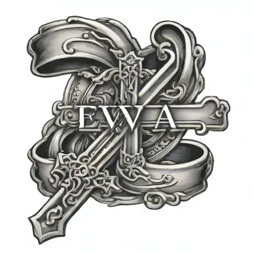 The Name Eva With A Cross