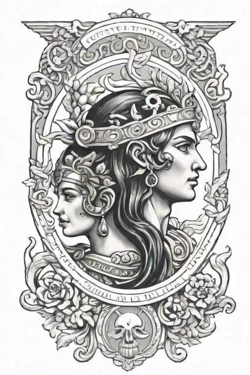 Greek Mythology Inspired Tattoo Featuring Iconic Characters