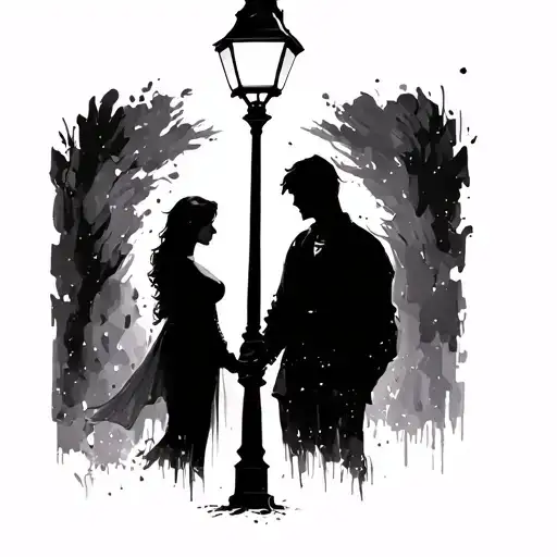 Shadow Couple Under Lamp Post
