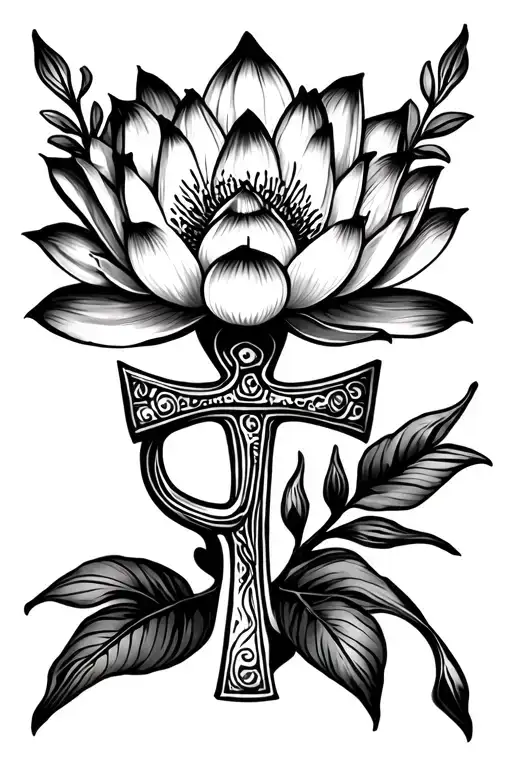 Ankh Feminine Lotus Flower