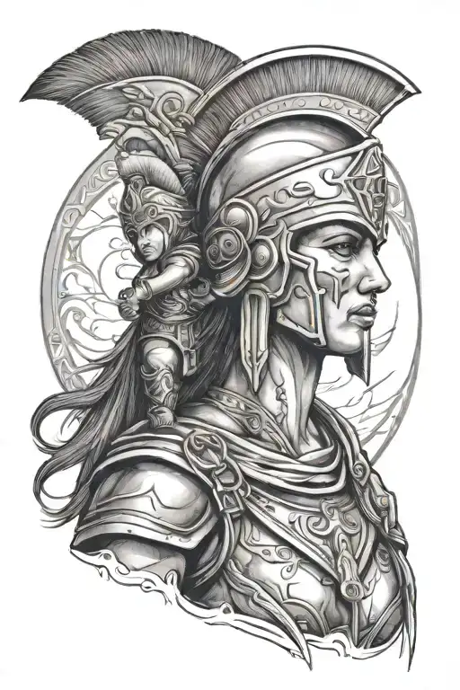 Spartan Warrior With Her Toddler