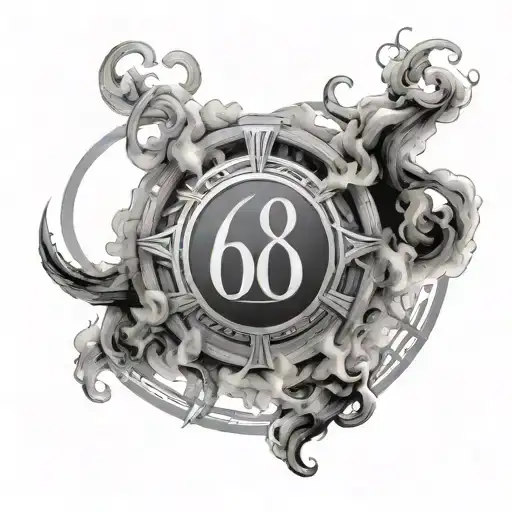 Roman Numerals For 68 And 74 Surrounded By Smoke
