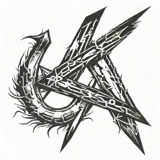 Roman Numerals For 68 And 74 Surrounded By Lightning