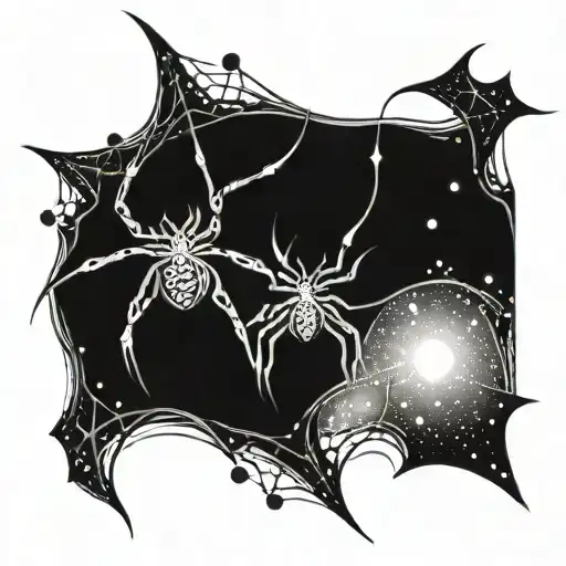 Spider Run With A Galaxy Filled With Stars