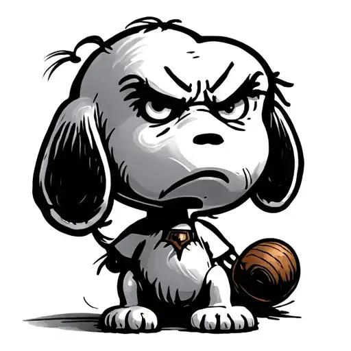 Snoopy Angry And With