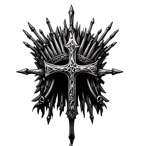 A Cross With The Crown Of Thrones Across It
