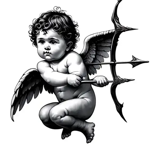 Baby Cupid Shooting Himself With The Arrow