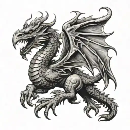 Dodo Brid Fighting A Welsh Dragon