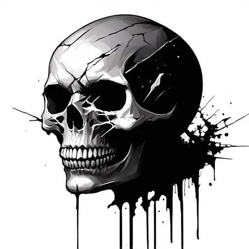 Skull Behind Broken Face