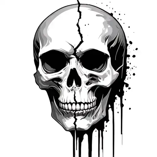 Skull Behind Broken Face