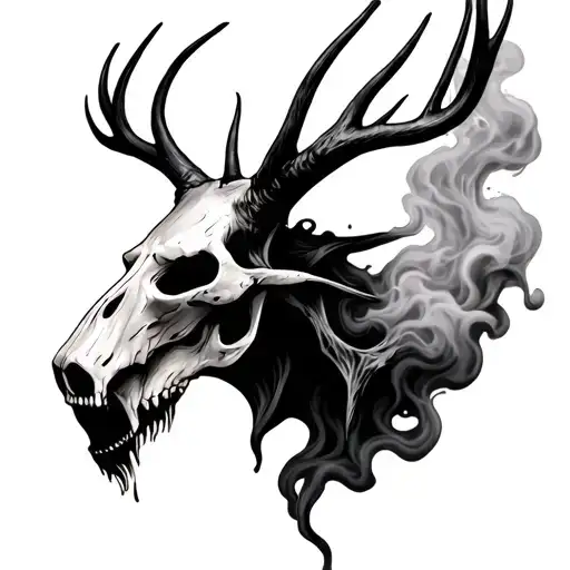 Wendigo Skull Breathing Smoke