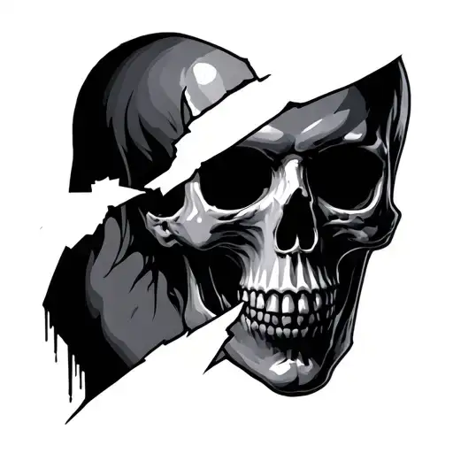 Skull Behind Broken Face