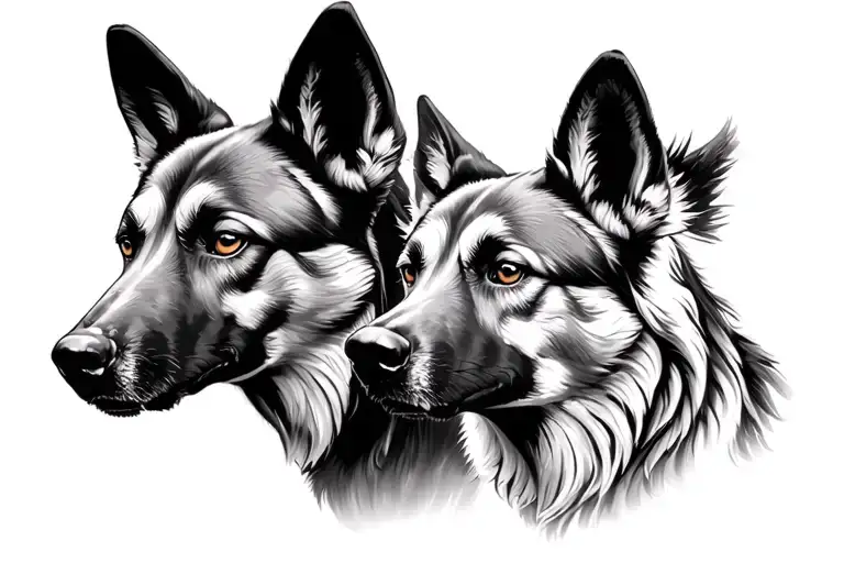 Make Me 2 Wild Dogs Next To Eachother Staring Away
