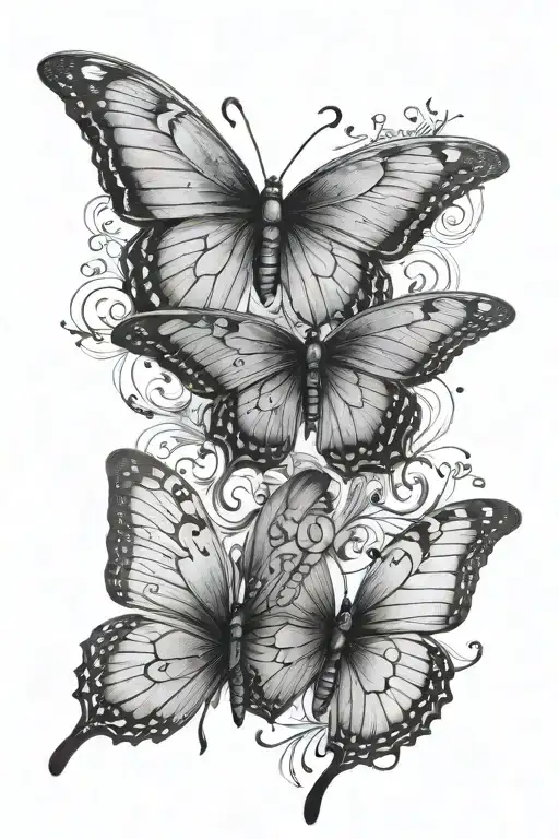 3 Butterflies With Names Of My Family