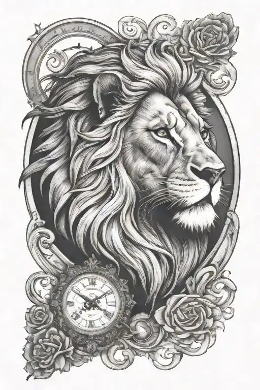 Male Lion With Birth Time Piece