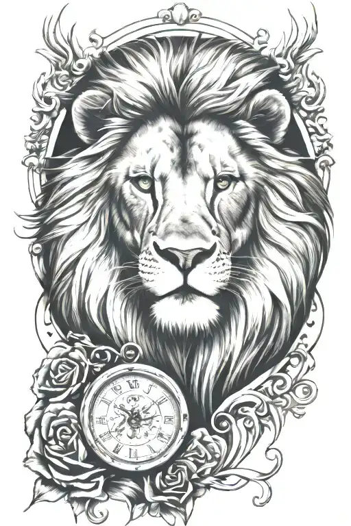 Male Lion With Birth Time Piece
