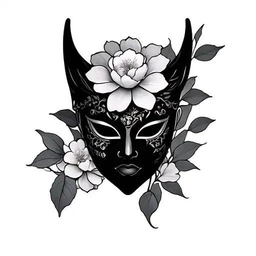 Hanya Mask With Sakura Flower