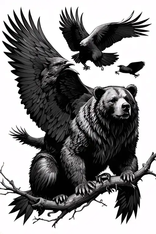 Bear And Wovels Virgo And Ravens Flying Overhead