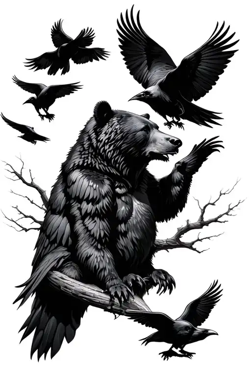 Bear And Wovels Virgo And Ravens Flying Overhead