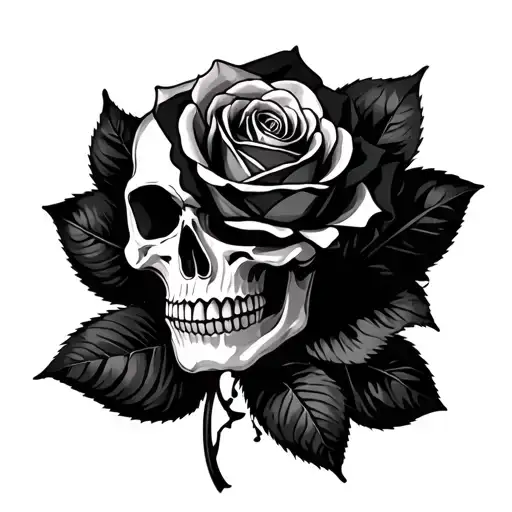 Black Rose And Skull
