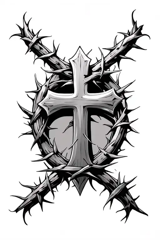 Cross With Crown Of Thorns
