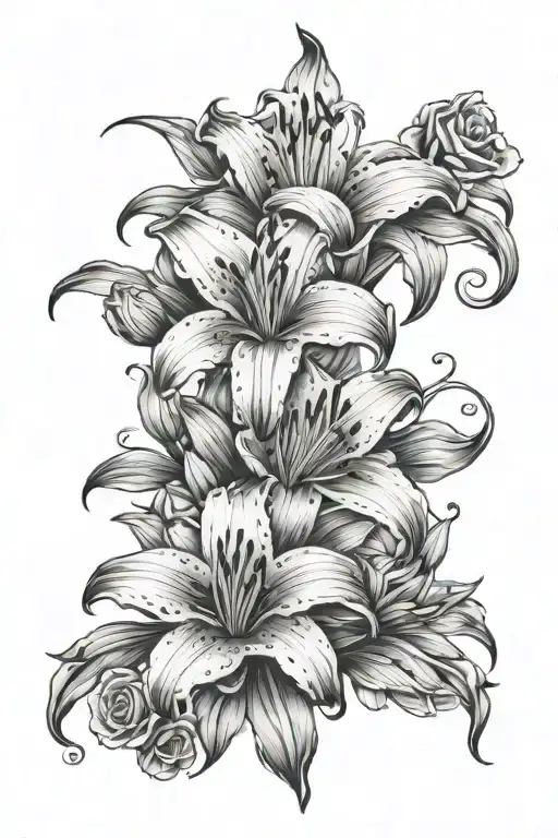 Fine Line Lily And Rose Intertwined