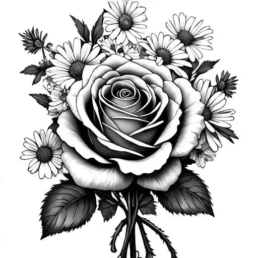 Rose And Carnation And Daisy Bouquet