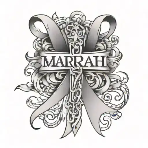 Breast Cancer Ribbon With Cross Intertwined With The Name Mariah