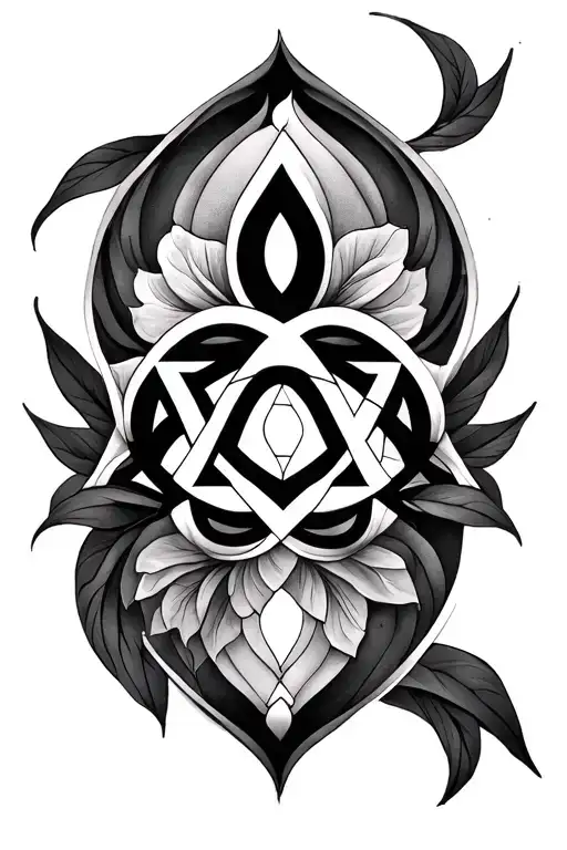 Kabbalah Symbols Sternum Tattoo Black For Female