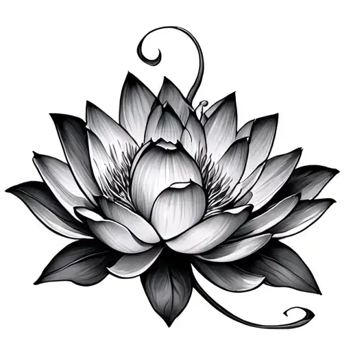 Coi Fish And Lotus Flower