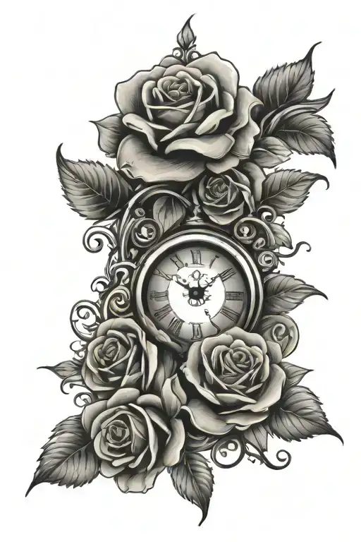 Clock And Roses