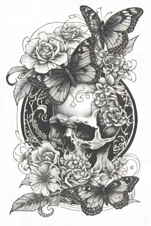 Create Me A Tattoo With Flowers And A Butterflie As I Am From Guadeloupe