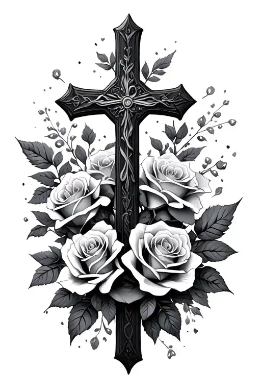 Cross With Roses Around It