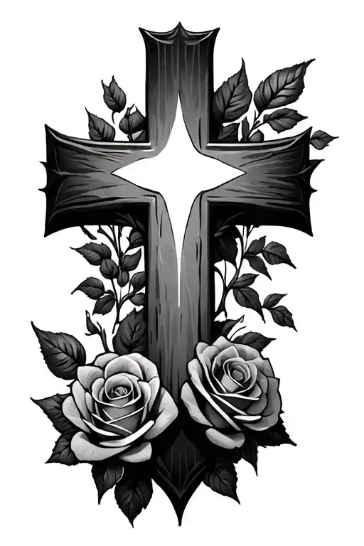 Blank Cross With Roses Around It