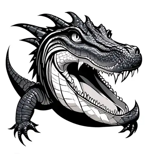 Please Generate A Tribal Crocodile Tattoo Design