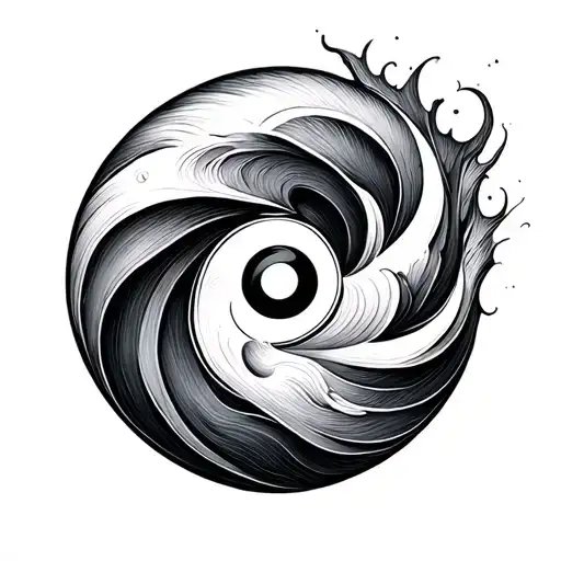Ying Yang Circle Made Of Waves