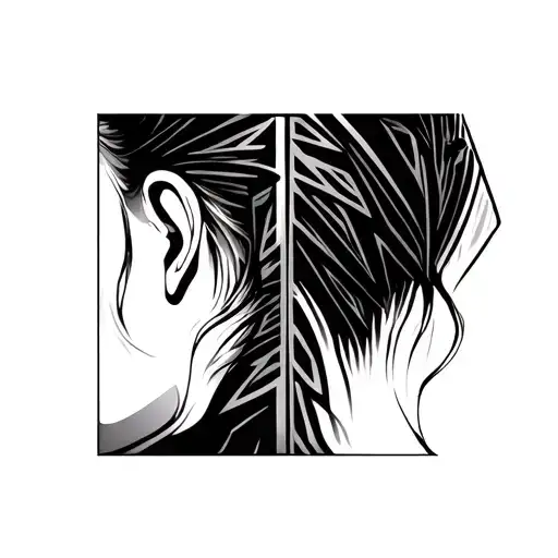 Small Vertical Geometric Pattern Back Of Neck