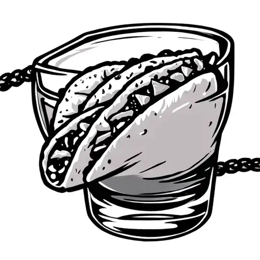 Tequila Shot Dragging A Taco On A Leash