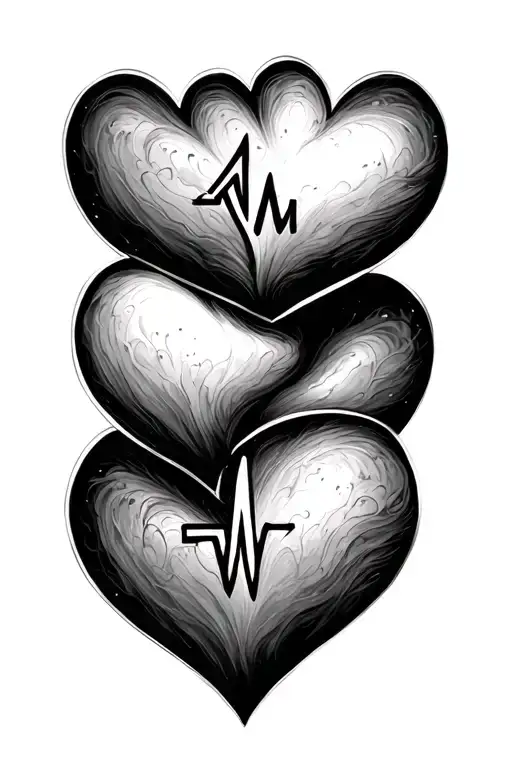 Two Heart Beats Joind By A Heart Shape With Initials