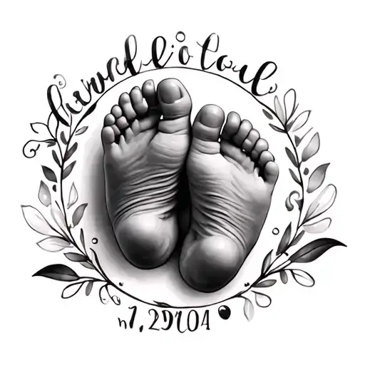 Feet Of A Baby With Name And Date