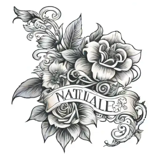 The Name Natalie Rae With Flowers Intertwined