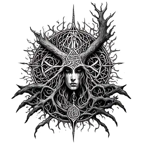 Norse Mythalogy Sleeve With Runes And Yggdrasil Make It Longer For The Arm