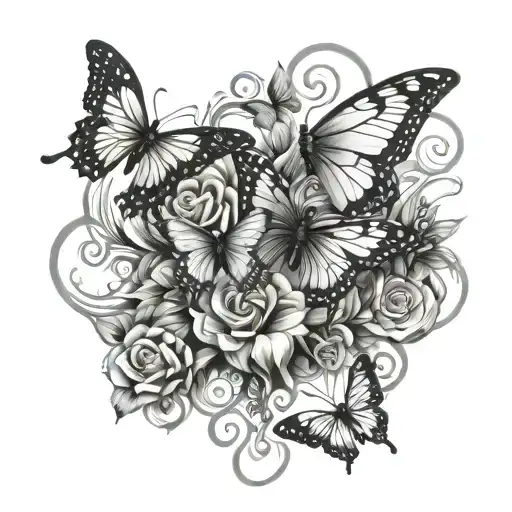 Hearts And Butterflies Surrounding