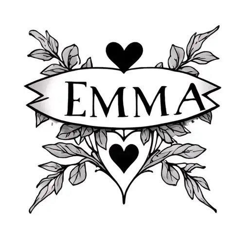 Emma Name On A Fine Line And In A Detail At The End Of The Name As A Heart