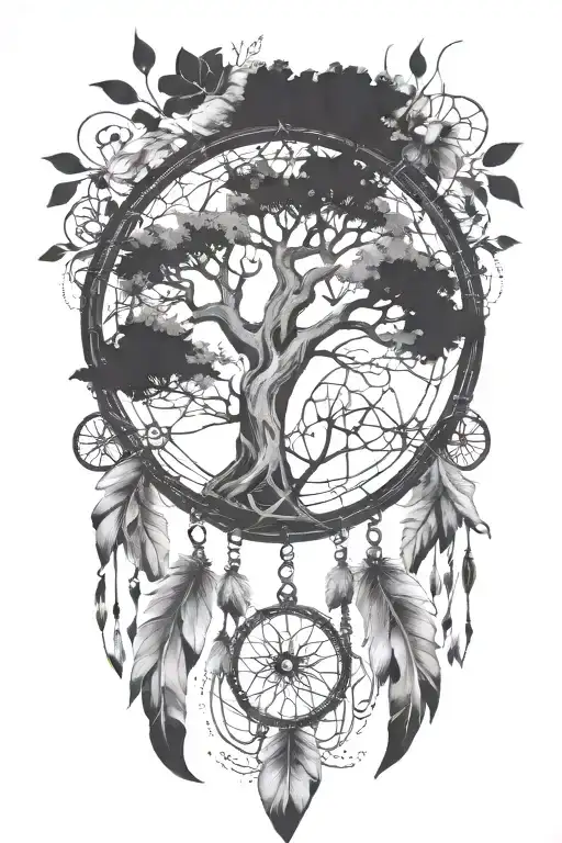 Life Tree Dream Catcher Lotus Flower