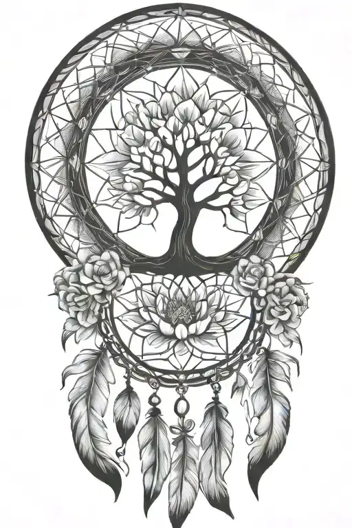 Life Tree Dream Catcher Lotus Flower