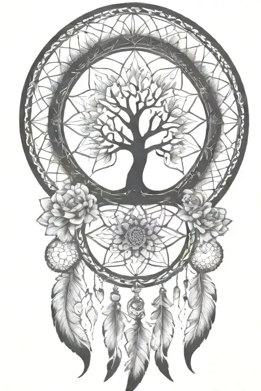 Life Tree Dream Catcher Lotus Flower